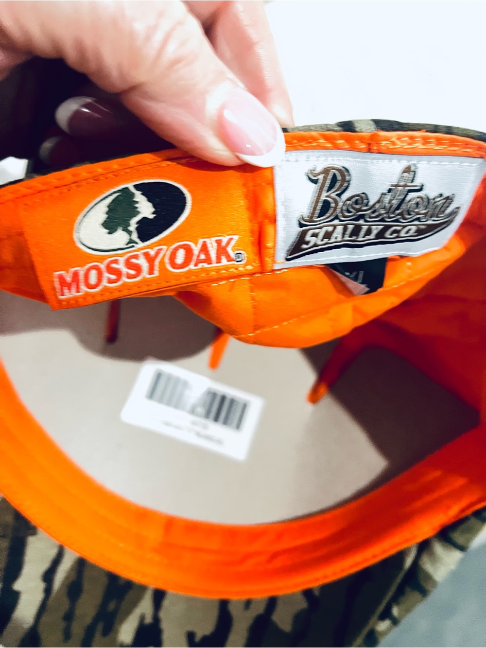 Mossy Oak Blaze Orange Hunting Cap with Camo Trim - Picture 7 of 9